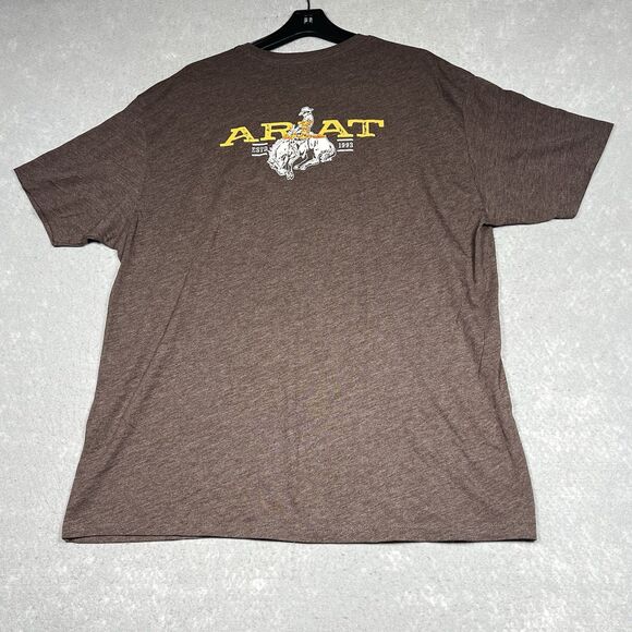 Ariat T-Shirt Mens XXL Brown Buckle Heather Graphic Logo Short Sleeve Western - Picture 1 of 12